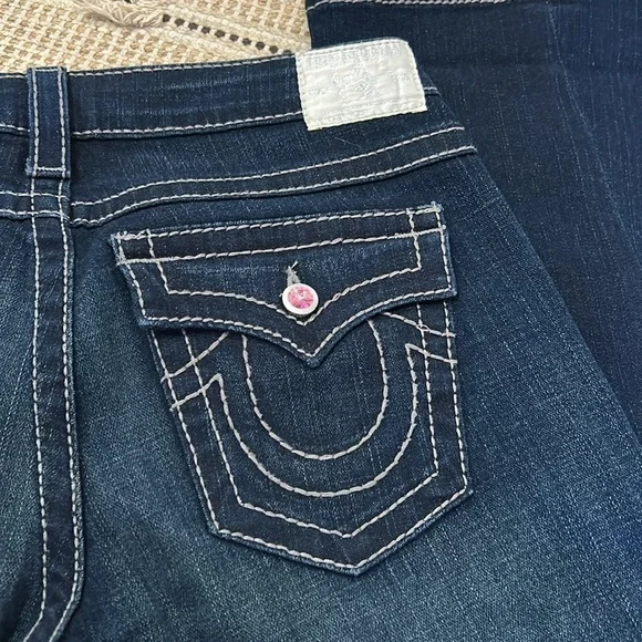 True Religion Dark Blue Flare Jeans - Picture 9 of 12
